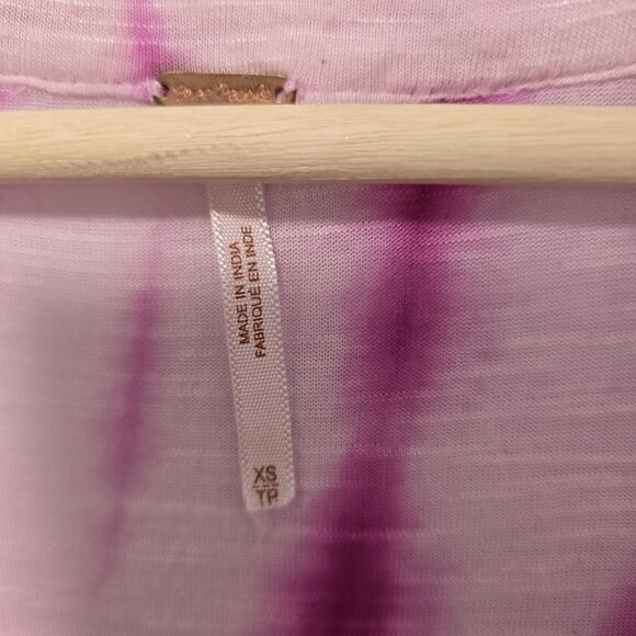 Free People Sun Up Pink Beaded Tie Dye Ombre Mini Dress Tunic Size XS Beaded - Picture 4 of 7